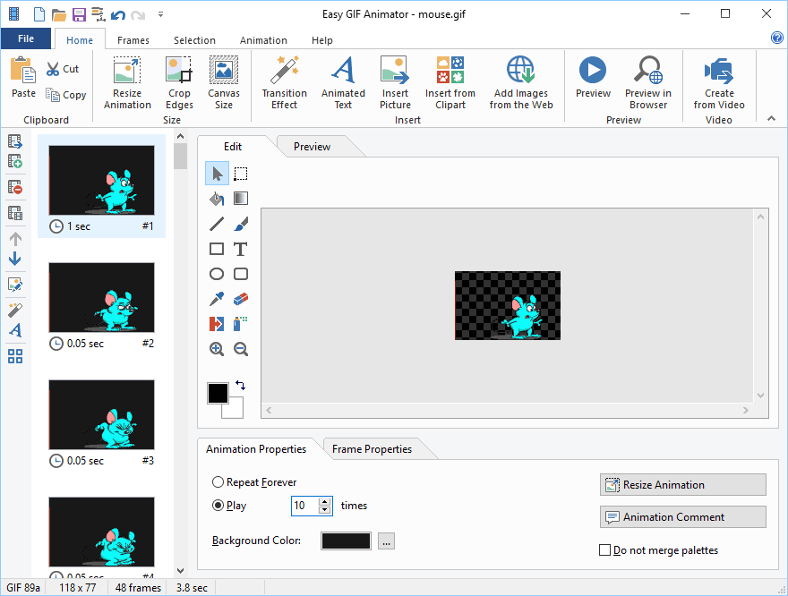 Easy GIF Animator - animated GIF image editor for Windows.